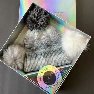 Rachel Zoe | Gray Space Dye Ombre Pick a Pom Winter Knit Cuffed Beanie Hat